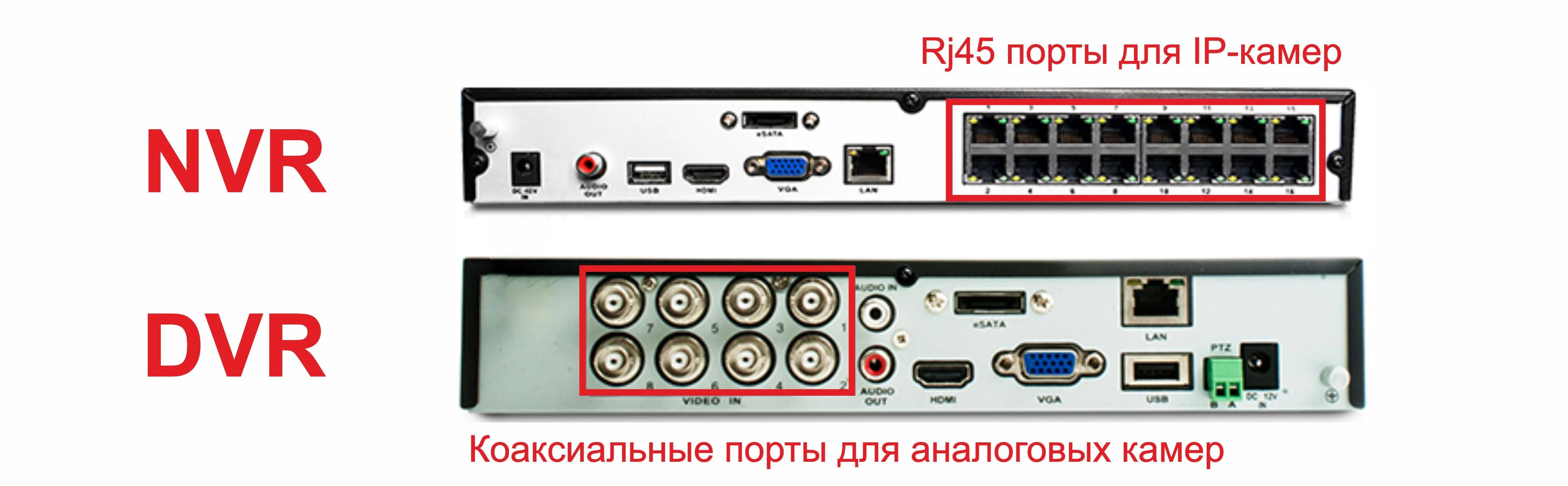 Различия видеорегистраторов с портами DVR и NVR Отличия между DVR и NVR