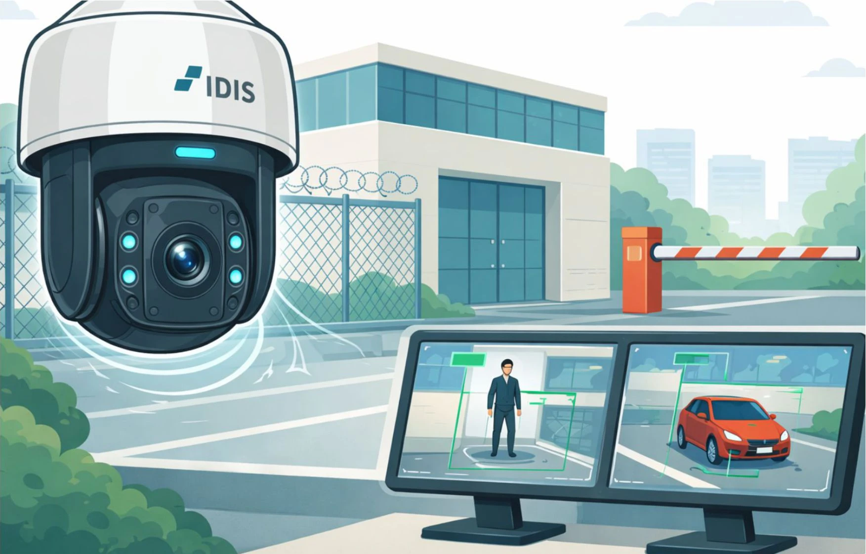 AI-PTZ камера IDIS для интеллектуального видеонаблюдения и охраны объектов