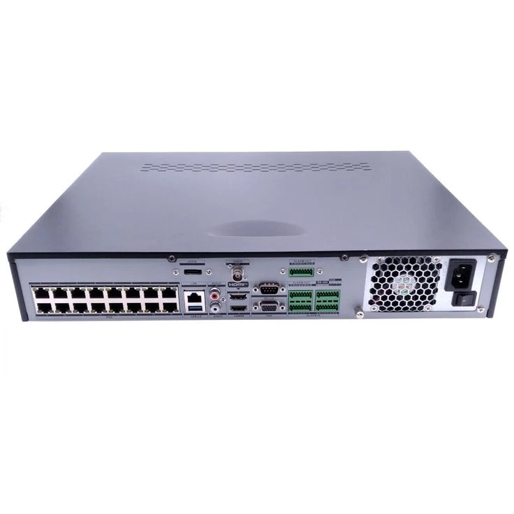 Задняя панель видеорегистратора Hikvision DS-7716NI-I4/16P с разъемами подключения