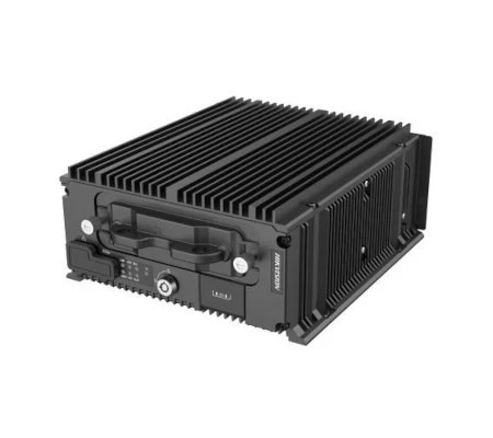 Мобильный видеорегистратор Hikvision AE-MH0408-RJ45 в металлическом корпусе, вид спереди и справа