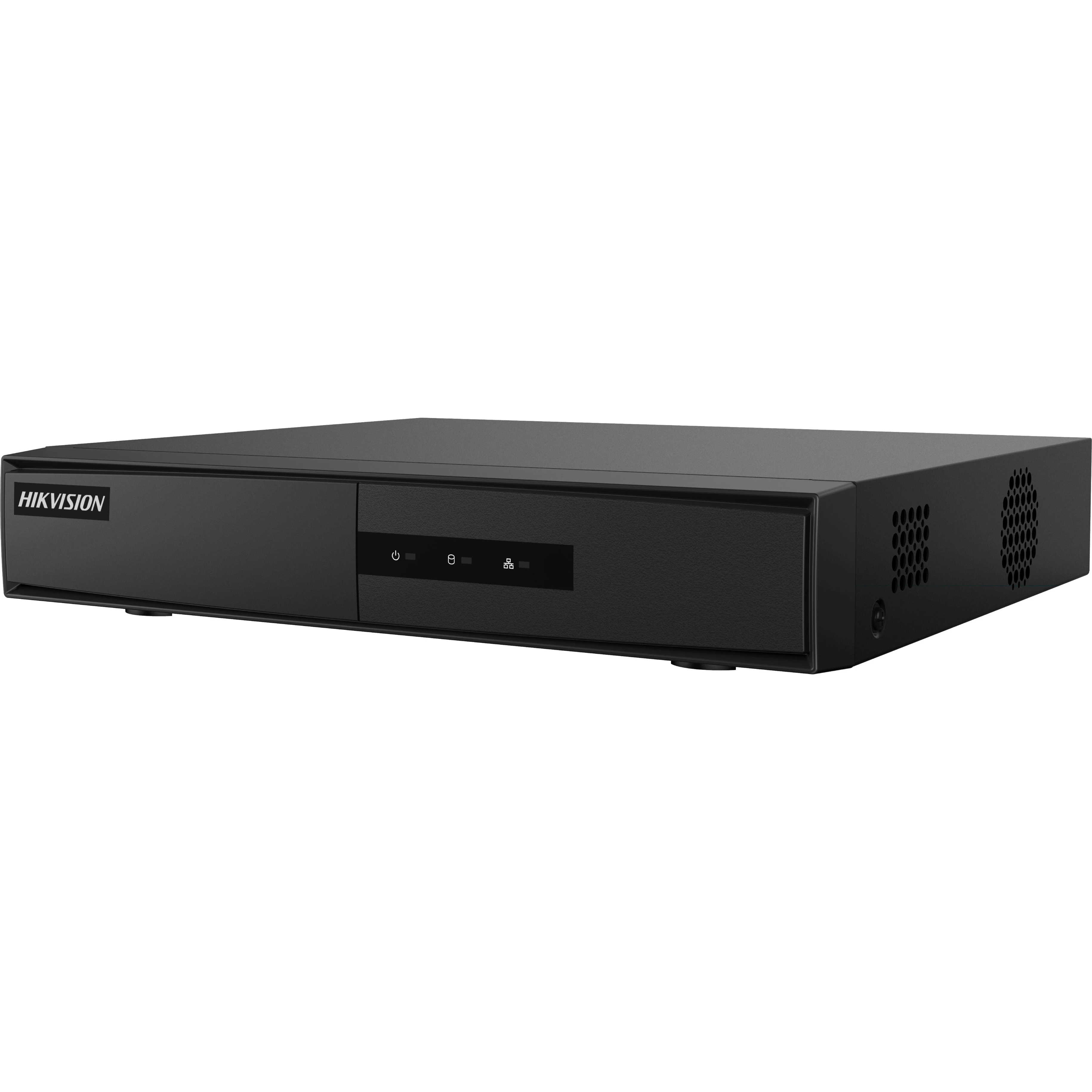 Сетевой видеорегистратор Hikvision DS-7108NI-Q1/8P/M(D) с восемью PoE-портами, вид спереди и справа