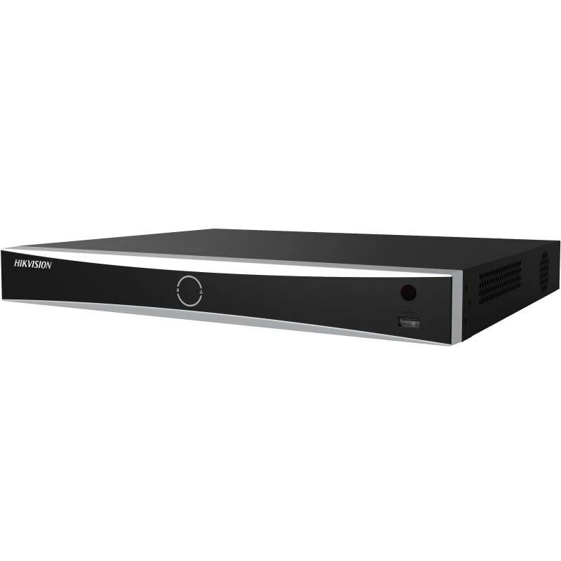 Сетевой видеорегистратор Hikvision DS-7608NXI-K2(D) с интеллектуальной видеоаналитикой, вид спереди и справа