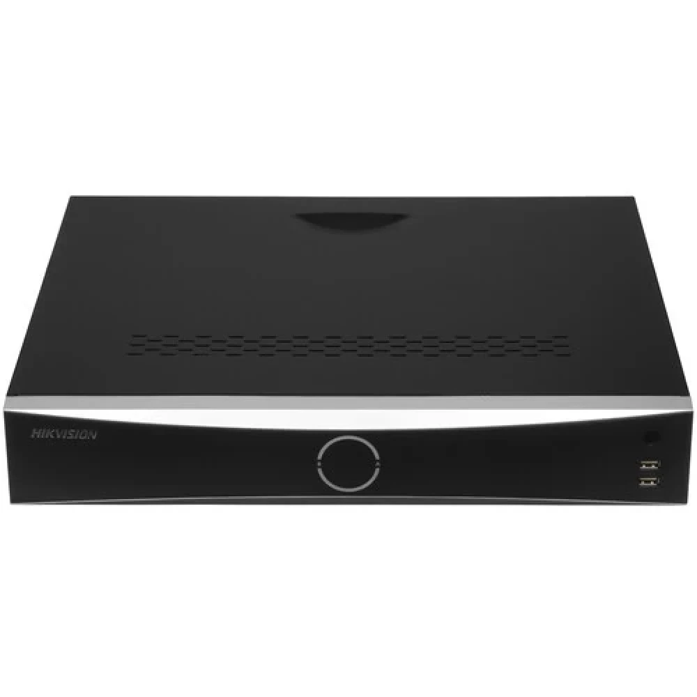 Сетевой видеорегистратор Hikvision DS-7716NXI-K4/16P(D) с интеллектуальной видеоаналитикой, вид спереди и сверху