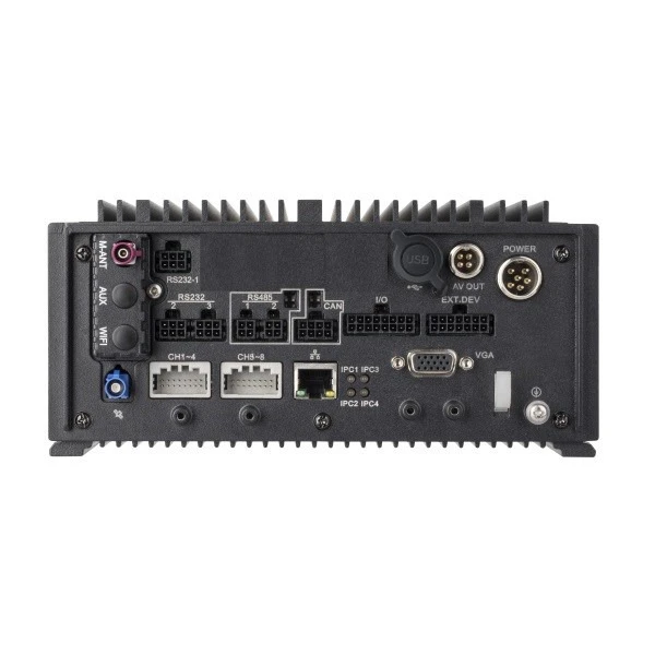 Задняя панель мобильного видеорегистратора Hikvision DS-MP7608H с видеоразъёмами и интерфейсами подключения